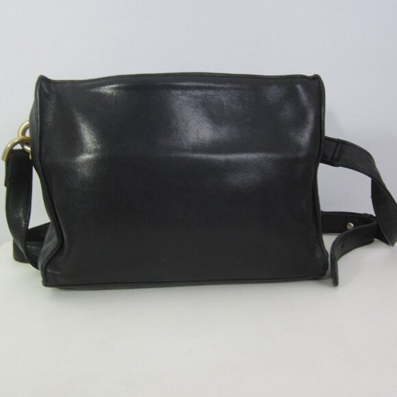 Vtg Americana By Sharif Black Glove Leather Shoulder Cross Body Bag Minimalist - Picture 5 of 15